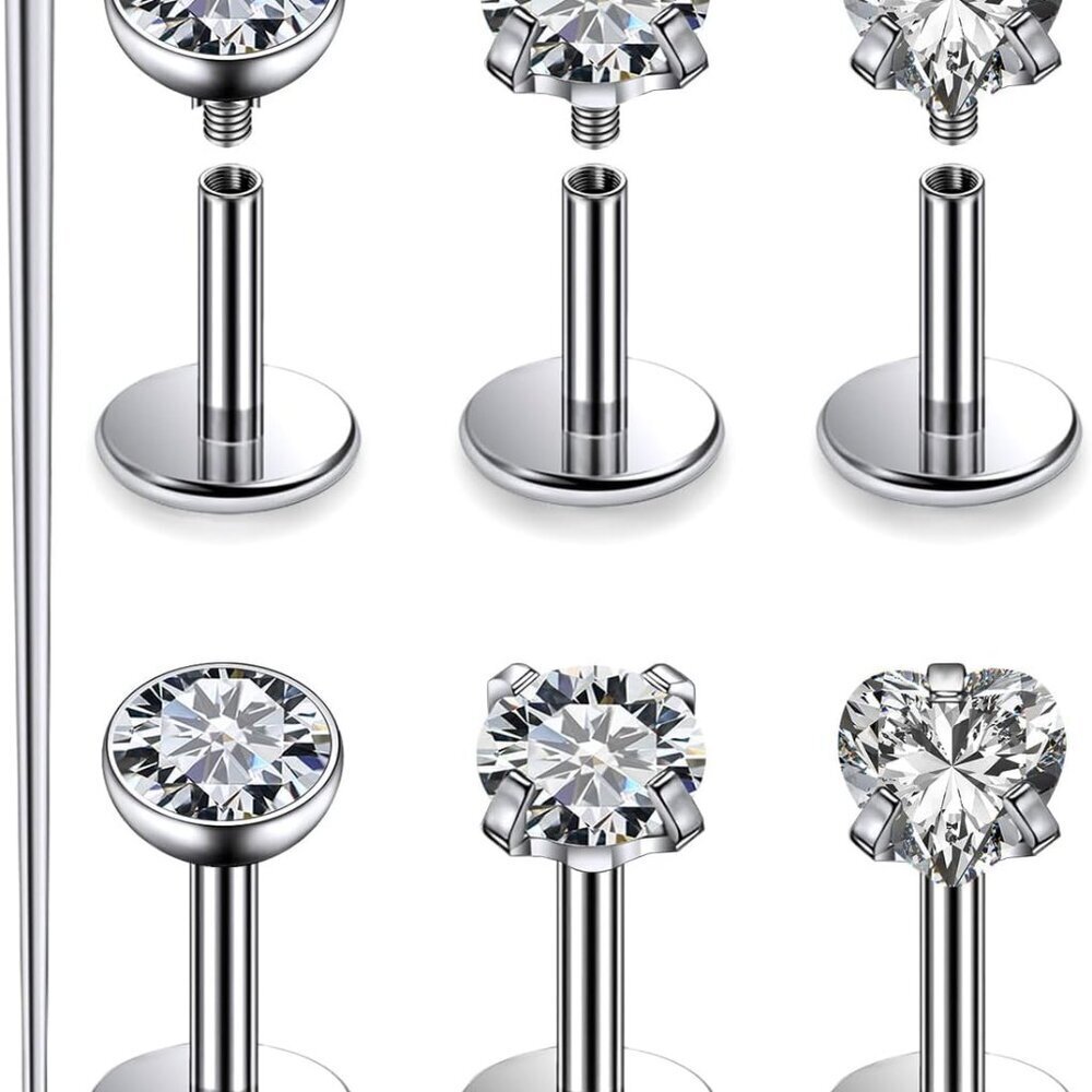 Titanium Nose Studs Flat Back Hypoallergenic 6mm … - image 1